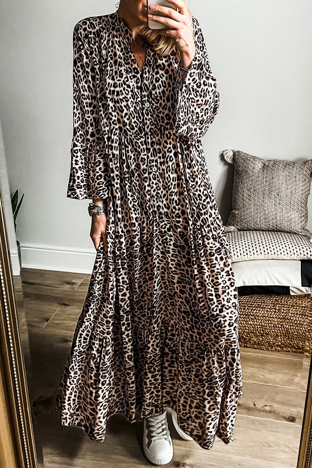 Leopard Maxi Dress Long Sleeve