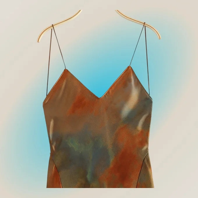 Marbled Cooper and Aqua Maxi Dress