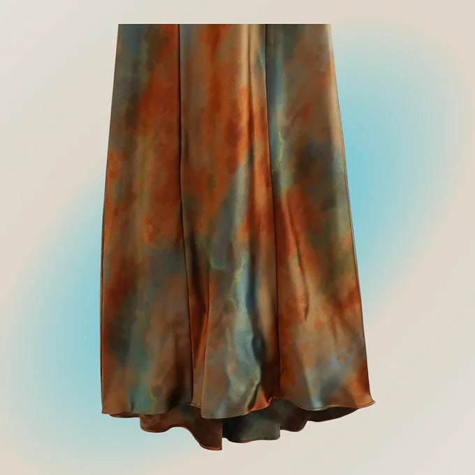 Marbled Cooper and Aqua Maxi Dress