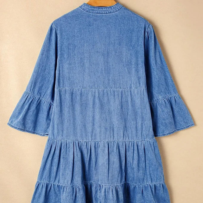 Sky Blue V Neck Mini Dress