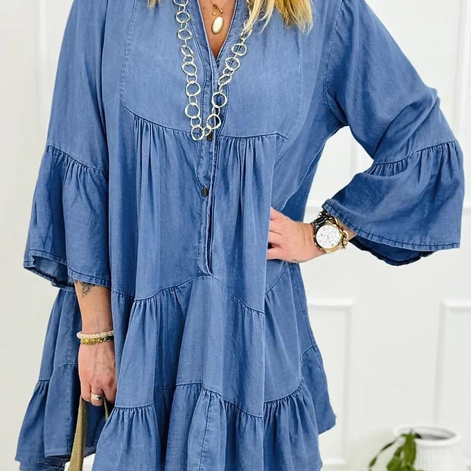Sky Blue V Neck Mini Dress