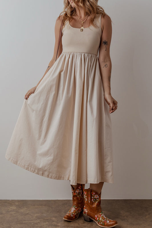 Beige Sleeveless Maxi Dress