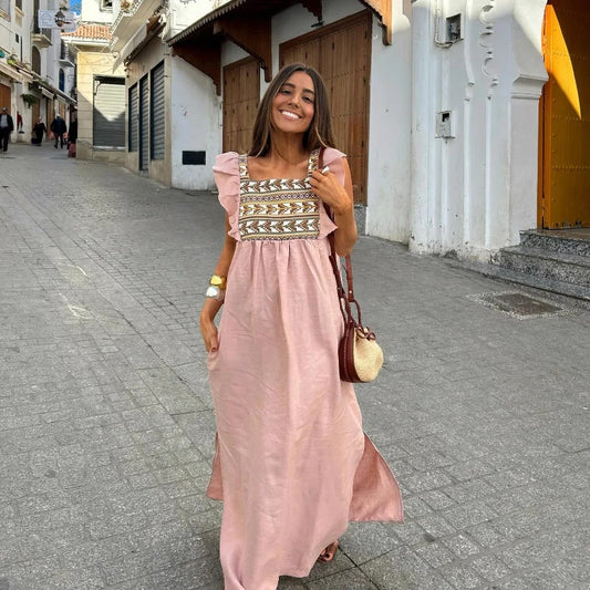 Light Pink Boho Maxi Dress