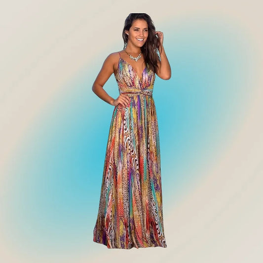 Multicolor Purple Aqua Maxi Dress